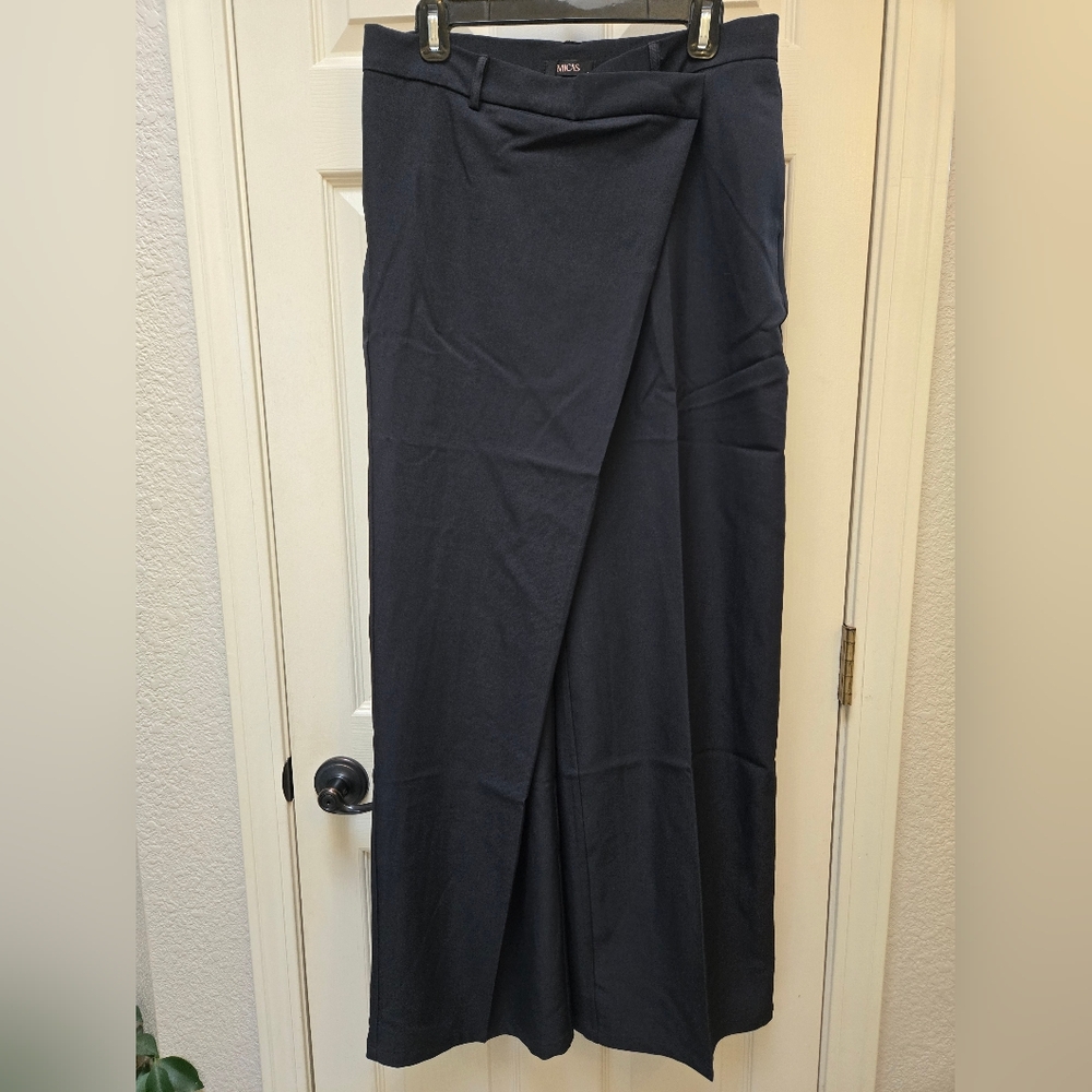 NWT Micas Asymmetrical Elegant Black Wide-Leg Pants, Large - Picture 2 of 12